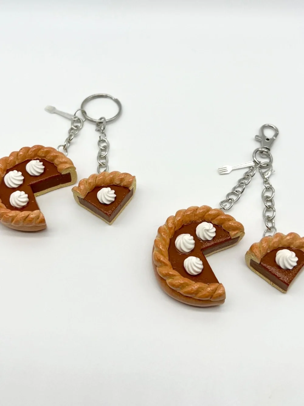 Pie Partner Duo Keychain Or Bag Clip Set | Handmade Matching Dessert Accessories